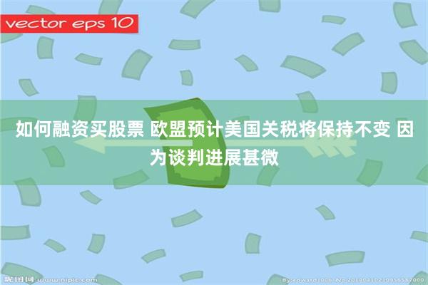 如何融资买股票 欧盟预计美国关税将保持不变 因为谈判进展甚微